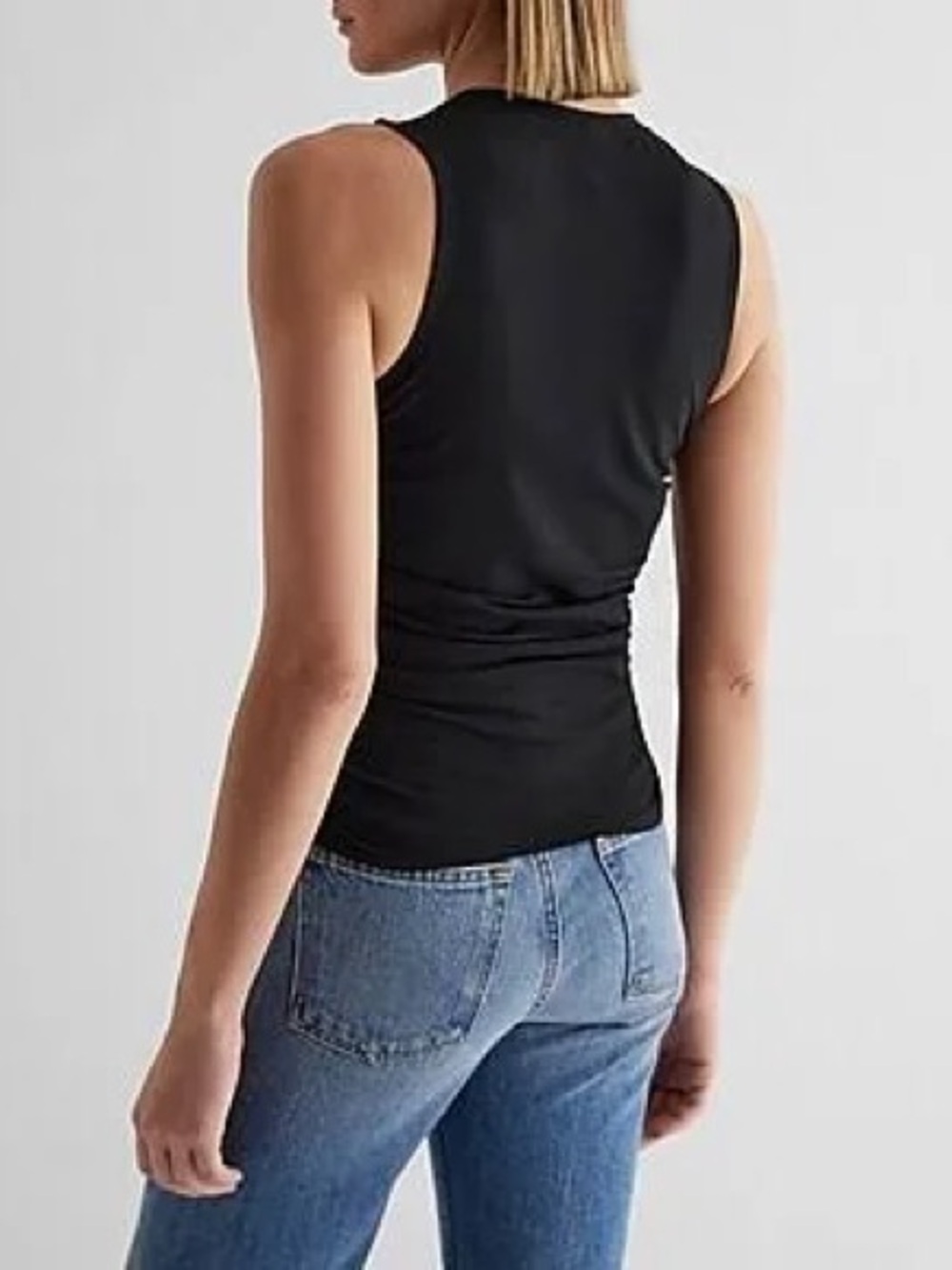 Express Ruched Black Tank - Picture 2 of 6